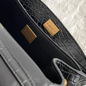 Balenciaga Rodeo Mini Handbag Crocodile Embossed Black